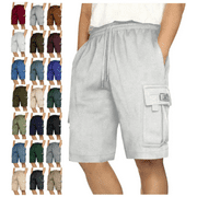 lmcalzta Mens Shorts Casual Drawstring Elastic Waist Running Workout Gym Shorts with Multi Pockets